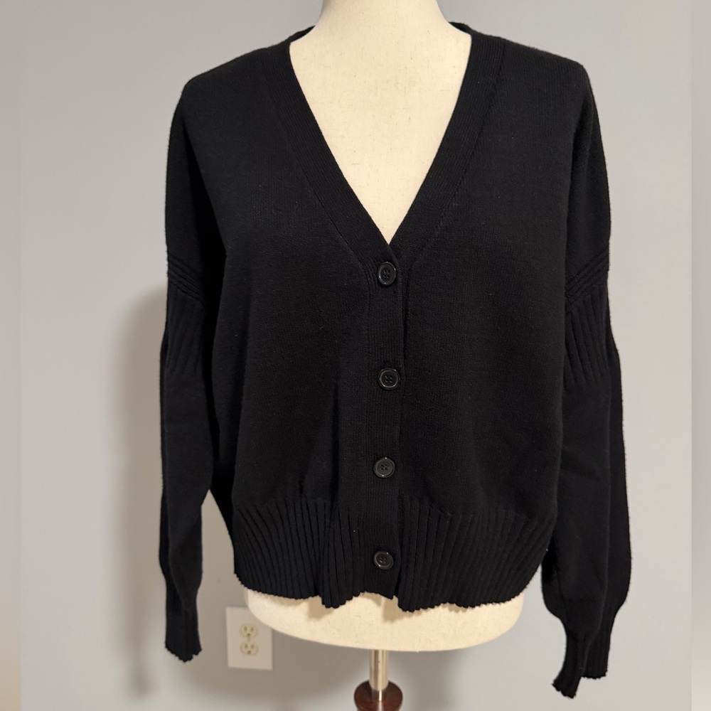 Cyrus Black Button-Up Cardigan Sweater
